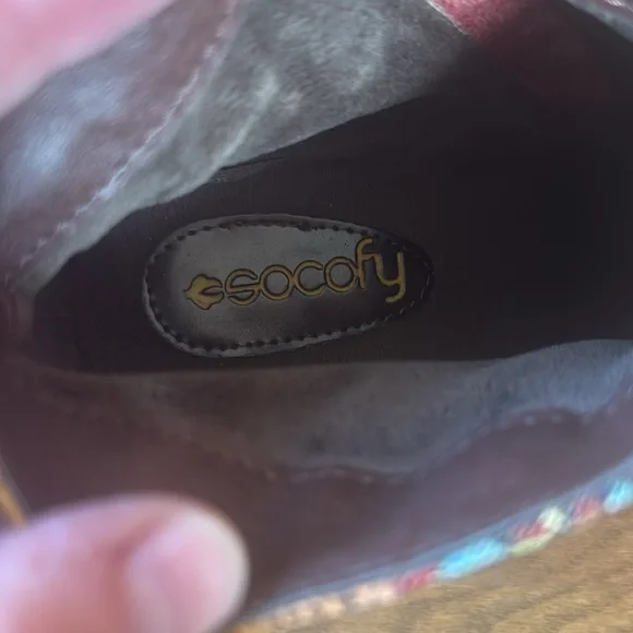 NEW Socofy Bohemian Heeled Leather Ankle Boots - Picture 8 of 10